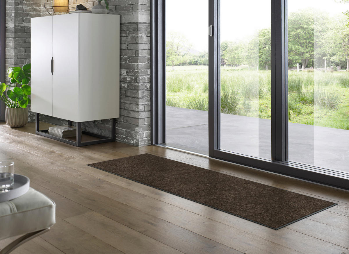 LÄUFER 60/180 cm Espresso Brown Braun  - Braun, KONVENTIONELL, Kunststoff/Textil (60/180cm) - wash+dry