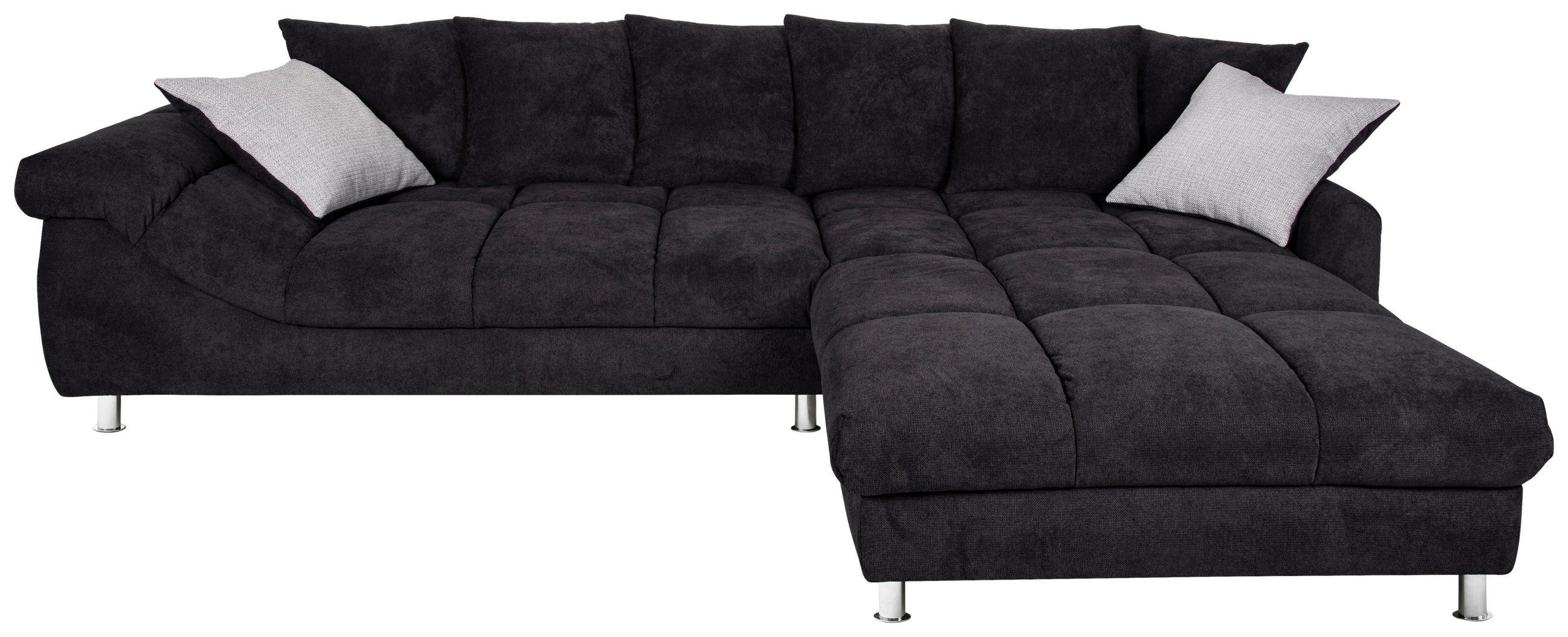 ECKSOFA Grau, Schwarz Webstoff  - Schwarz/Grau, Design, Textil/Metall (337/228cm) - Carryhome