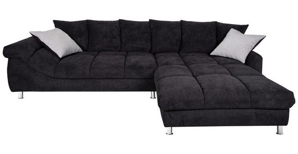 WOHNLANDSCHAFT Grau, Schwarz Webstoff Zierkissen, Rückenkissen, Armlehnenkissen, Rücken echt  - Schwarz/Grau, Design, Textil/Metall (337/228cm) - Carryhome