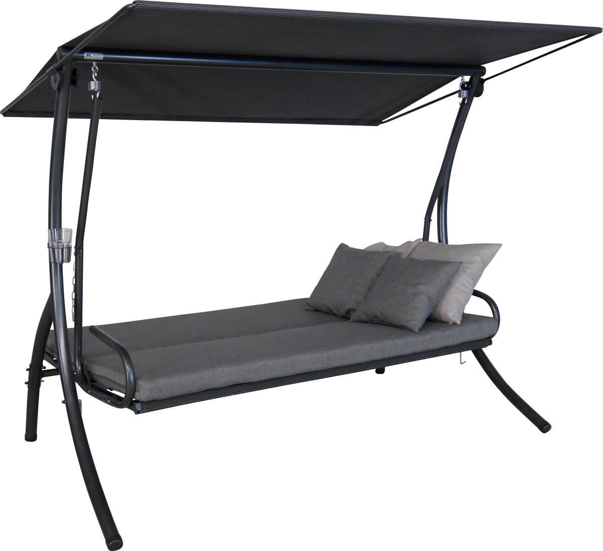 HOLLYWOODSCHAUKEL 210/160/145 cm  - Dunkelgrau/Grau, Basics, Textil/Metall (210/160/145cm) - Boxxx