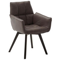 ARMLEHNSTUHL  Lederauswahl, Typenauswahl, inklusive Armlehnen  Echtleder  - Schwarz/Cappuccino, KONVENTIONELL, Leder/Holz (61/87/63cm) - Linea Natura