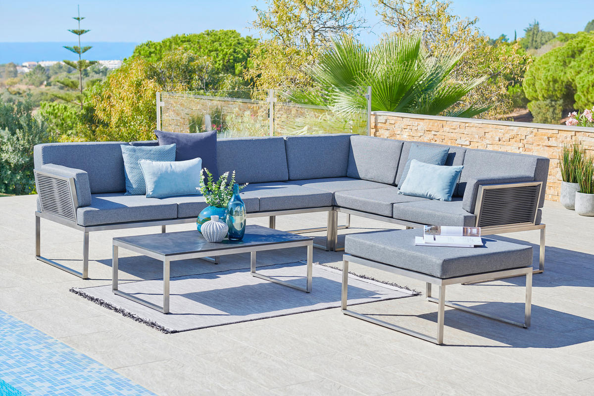 LOUNGETISCH 100/60/33 cm Metall, Kunststoff  - Edelstahlfarben/Dunkelgrau, MODERN, Kunststoff/Metall (100/60/33cm) - Amatio