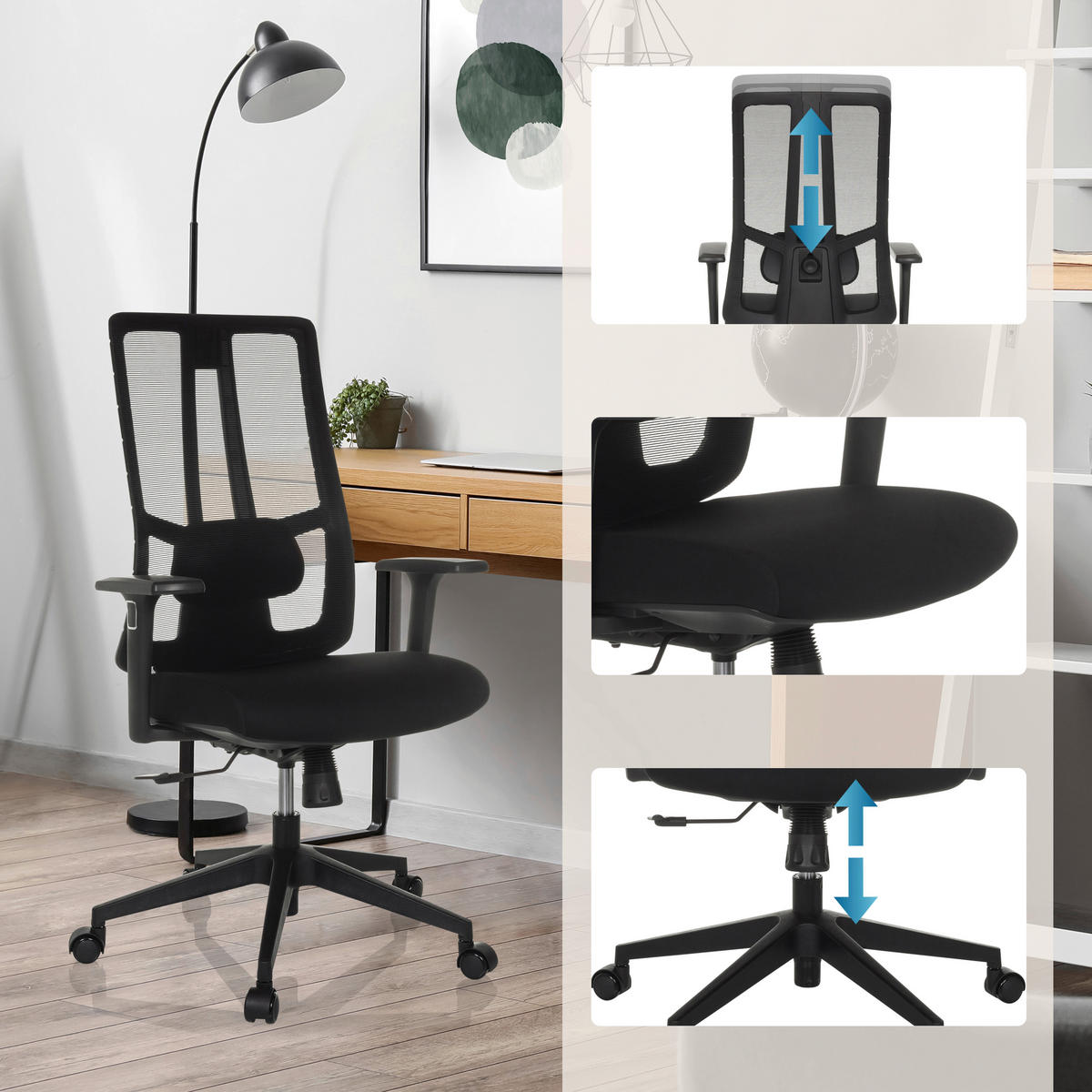 VRTLJIVI STOL tekstil črna  - črna, Moderno, umetna masa/tekstil (67/108/60cm) - MID.YOU