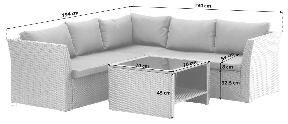 LOUNGEGARNITUR  - Schwarz, KONVENTIONELL, Kunststoff - Gardenson