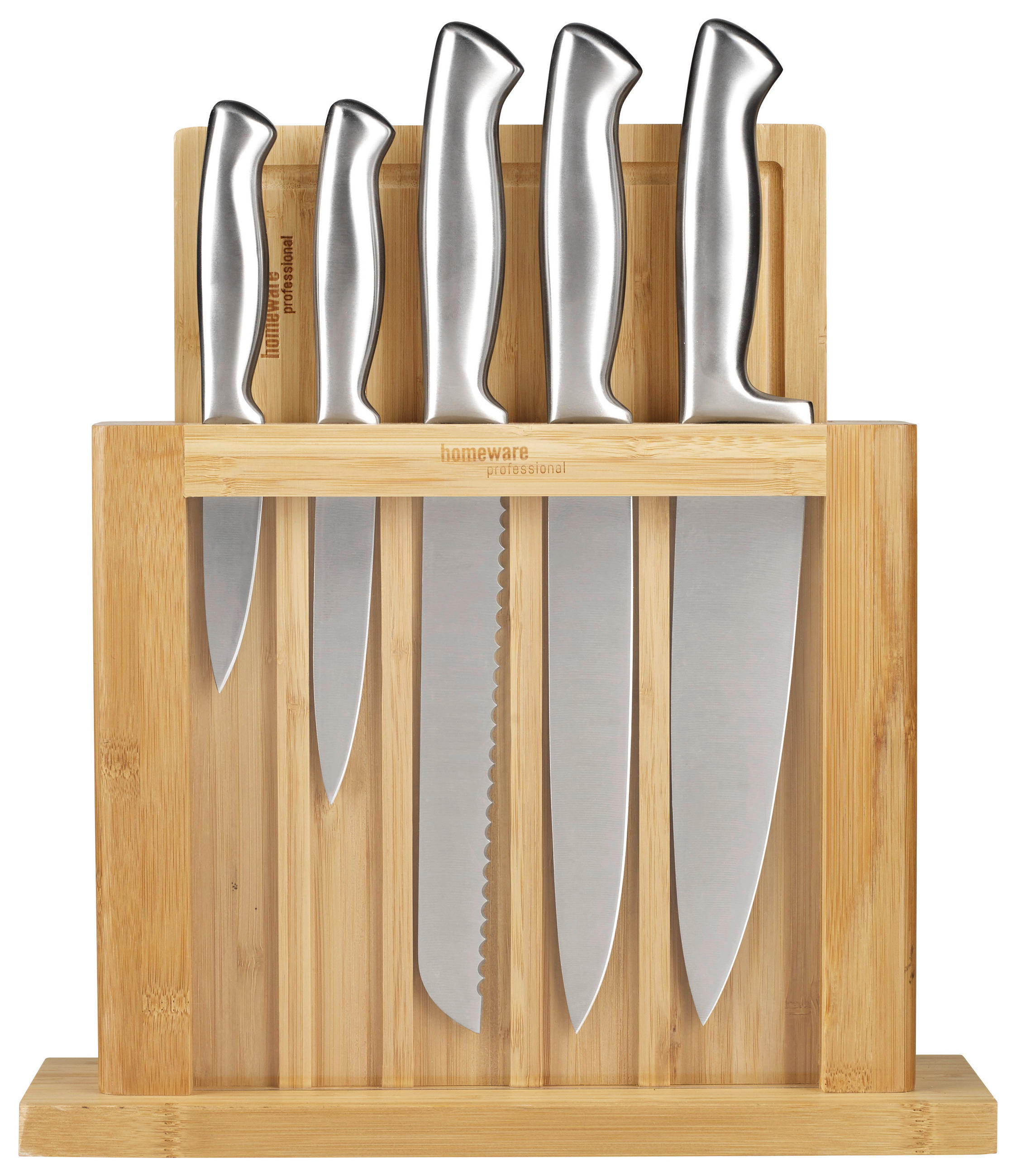KÉSTARTÓ BLOKK 7 részes  - natúr színű/ezüstszínű, Basics, fa/fém - Homeware Profession.