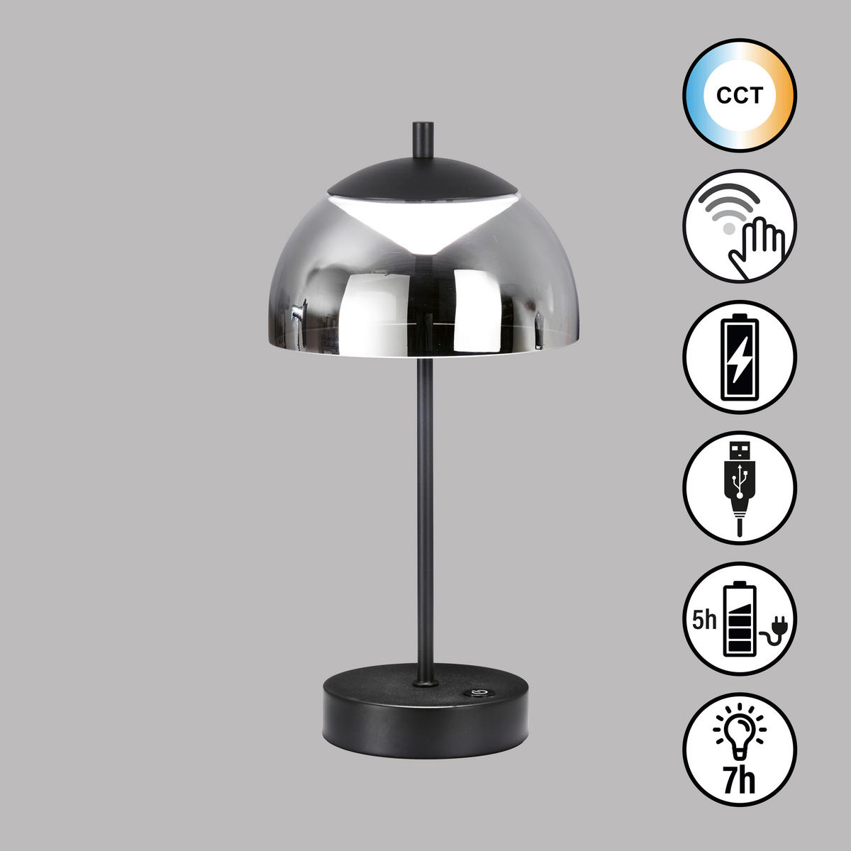 AKKU-TISCHLEUCHTE Riva 18/35 cm   - Sandfarben/Schwarz, KONVENTIONELL, Glas/Metall (18/35cm)