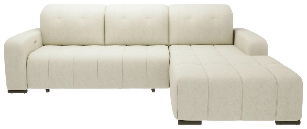 ECKSOFA in Mikrofaser Beige  - Beige/Schwarz, Modern, Textil/Metall (185/292cm) - Livetastic