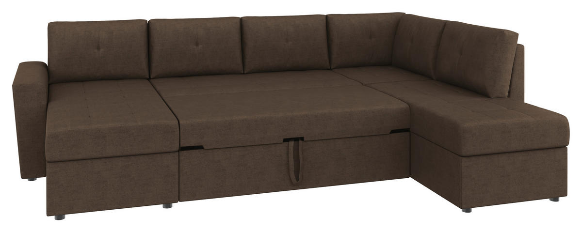 WOHNLANDSCHAFT TERMOLI Braun Jacquard  - Schwarz/Braun, Design, Kunststoff/Textil (155/297/212cm) - MID.YOU