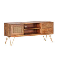 TV-BÄNK  i  - brun/mässingsfärgad, Lifestyle, metall/trä (130/57/43cm)