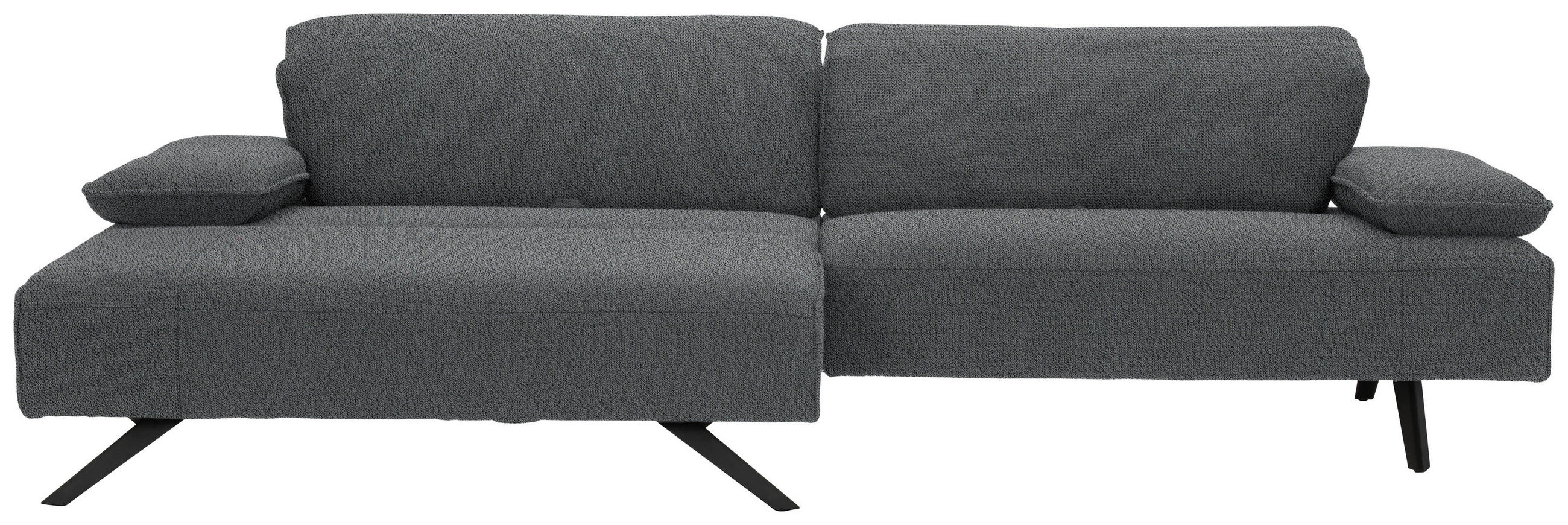 ECKSOFA in Flachgewebe Grau  - Anthrazit/Grau, Design, Textil/Metall (166/280cm) - Johann Jakob