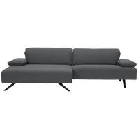 ECKSOFA in Flachgewebe Grau  - Anthrazit/Grau, Design, Textil/Metall (166/280cm) - Johann Jakob