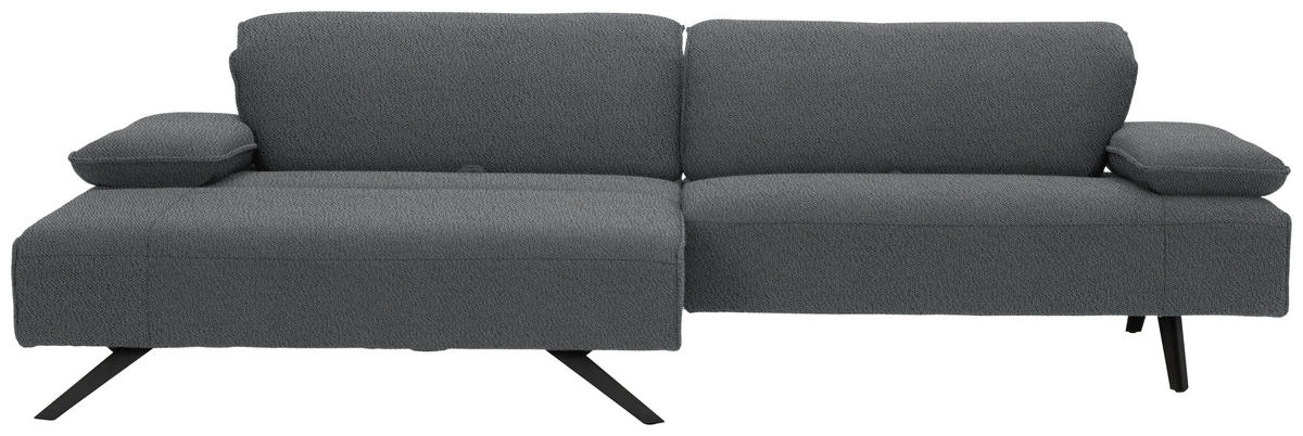 ECKSOFA in Flachgewebe Grau  - Anthrazit/Grau, Design, Textil/Metall (166/280cm) - Johann Jakob