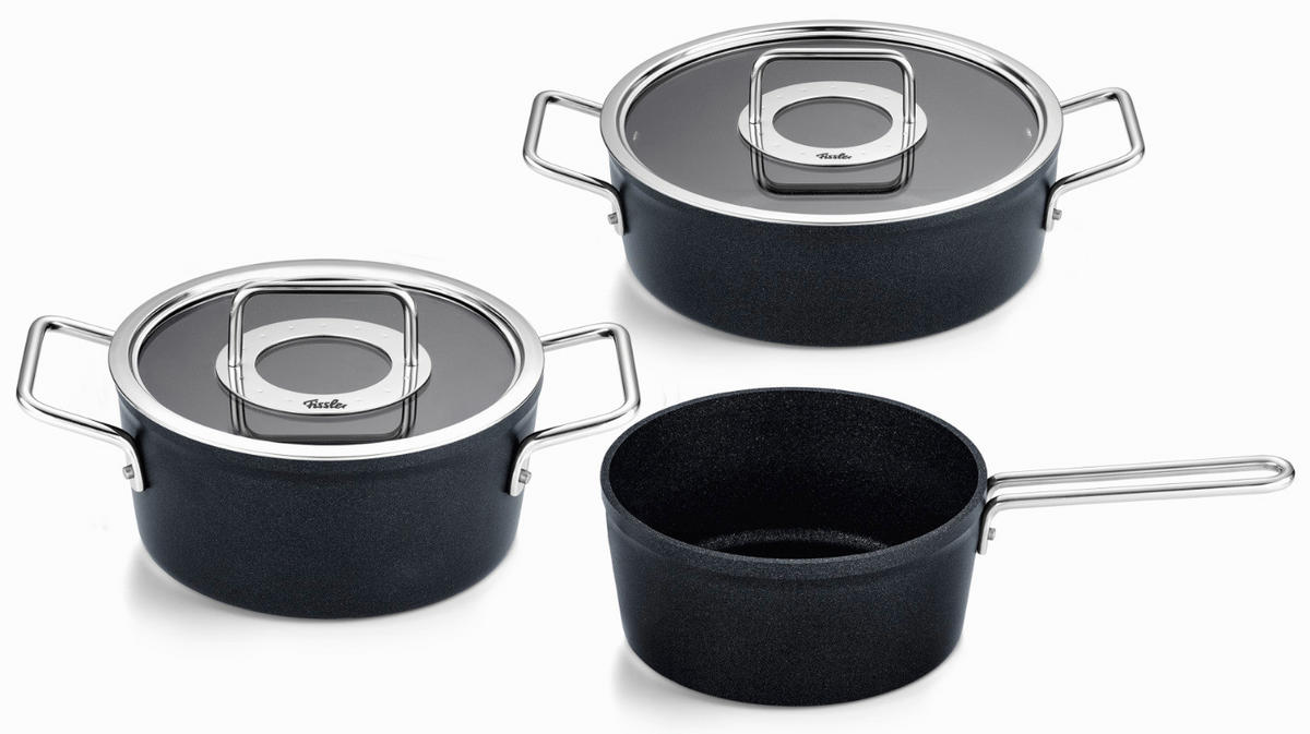 SADA HRNCŮ, 3dílné - černá, Basics, kov/sklo - Fissler
