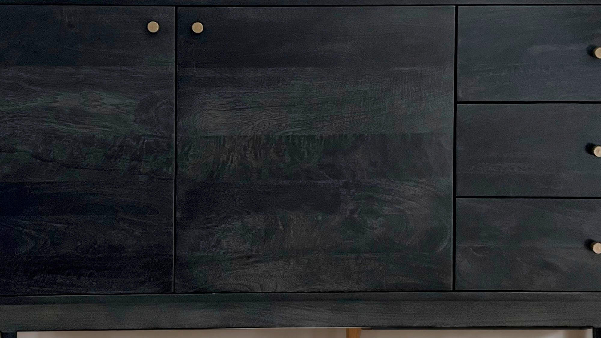 Thumbnail - Livetastic Sideboard, Schwarz, Metall, Akazie, massiv, 1 Fächer, 3 Schublade(n) Schubladen, 160x81x42 cm, stehend, handg...