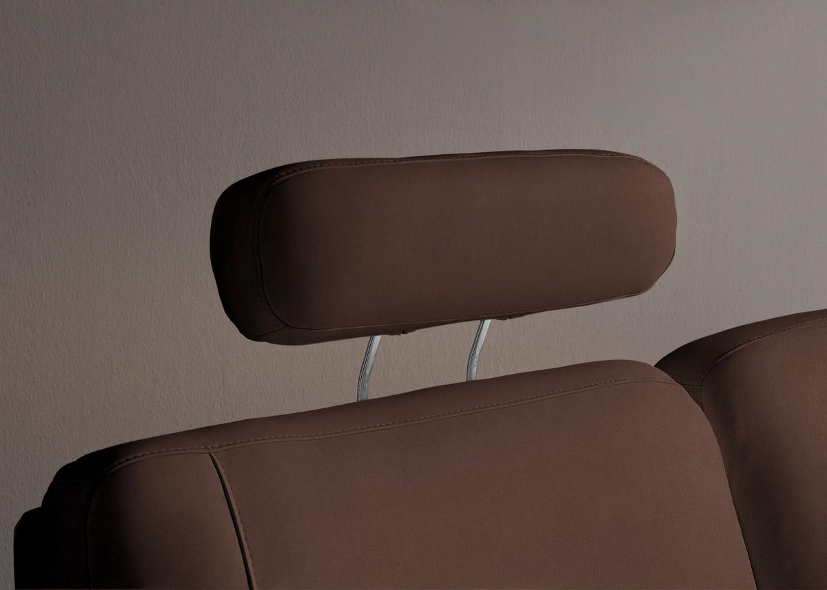 WOHNLANDSCHAFT Echtleder Mokka  - Alufarben/Mokka, Konventionell, Leder/Metall (165/329/239cm) - Beldomo Premium