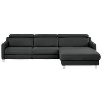 ECKSOFA in Echtleder Anthrazit  - Chromfarben/Anthrazit, Design, Leder/Metall (291/176cm) - Valdera