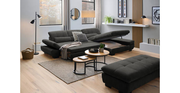 ECKSOFA  in Flachgewebe Dunkelgrau  341/204 cm  - Dunkelgrau/Schwarz, Design, Textil/Metall (341/204cm) - Xora