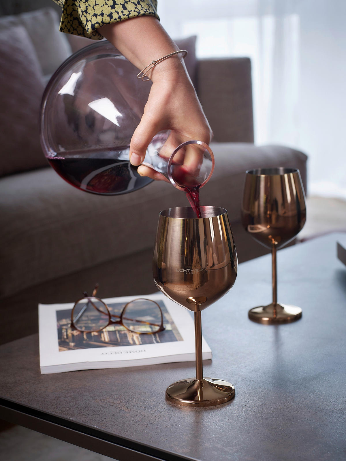 VINGLAS 500 ml 2 delar  - kopparfärgad, Basics, metall (9,3/4,5/21cm) - Echtwerk