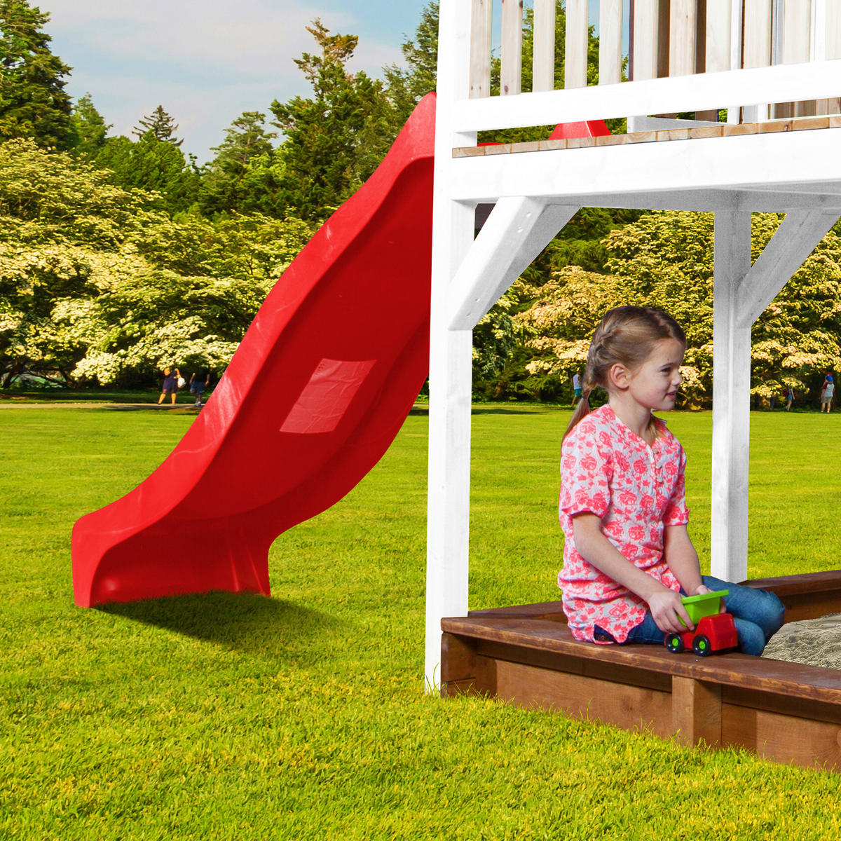 SPIELTURM 613/291/277 cm  - Weiss/Rot, Konventionell, Holz (613/291/277cm)