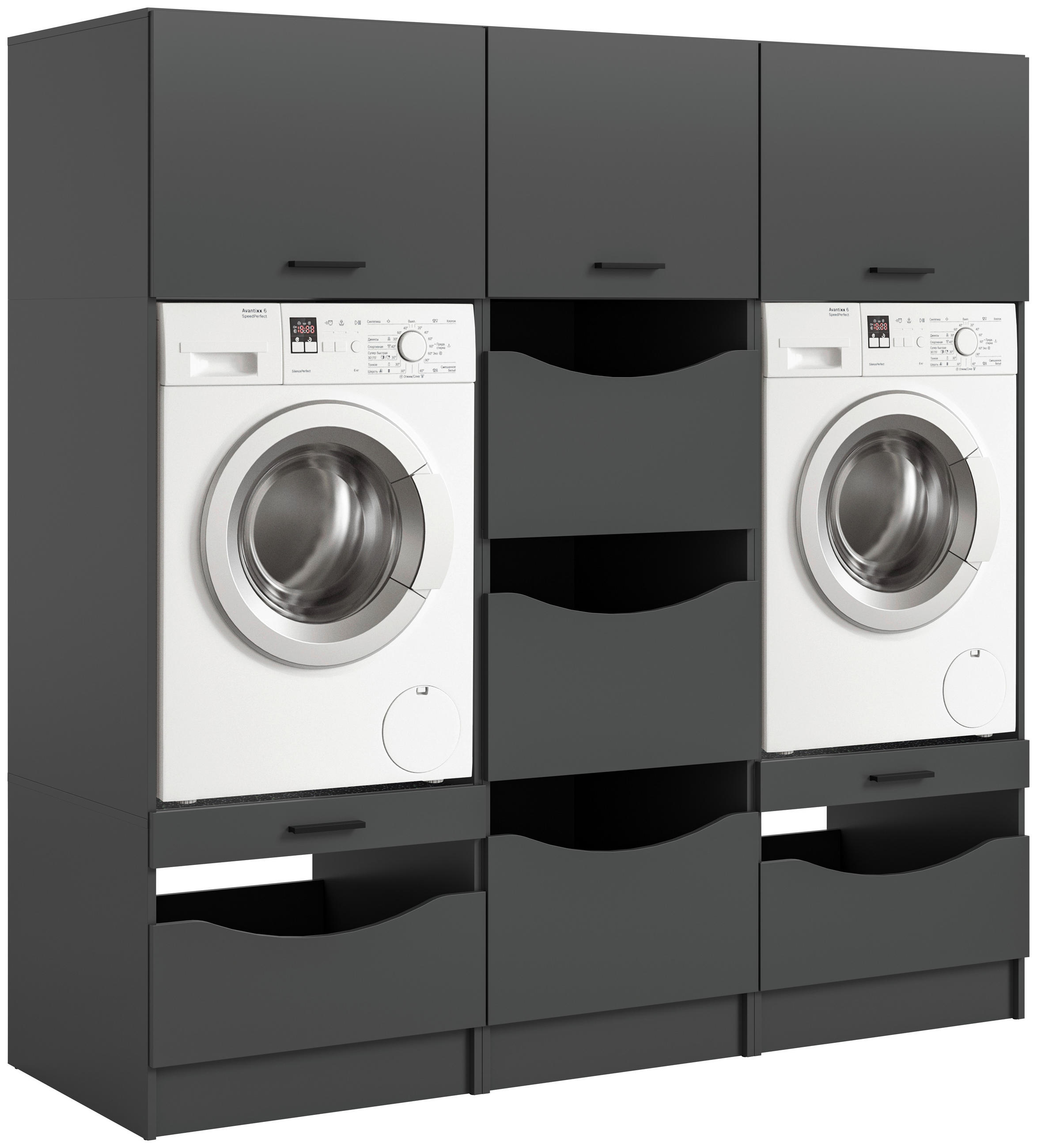 HAUSWIRTSCHAFTSRAUM 192/195/68 cm Anthrazit  - Anthrazit, Basics, Holzwerkstoff (192/195/68cm) - MID.YOU