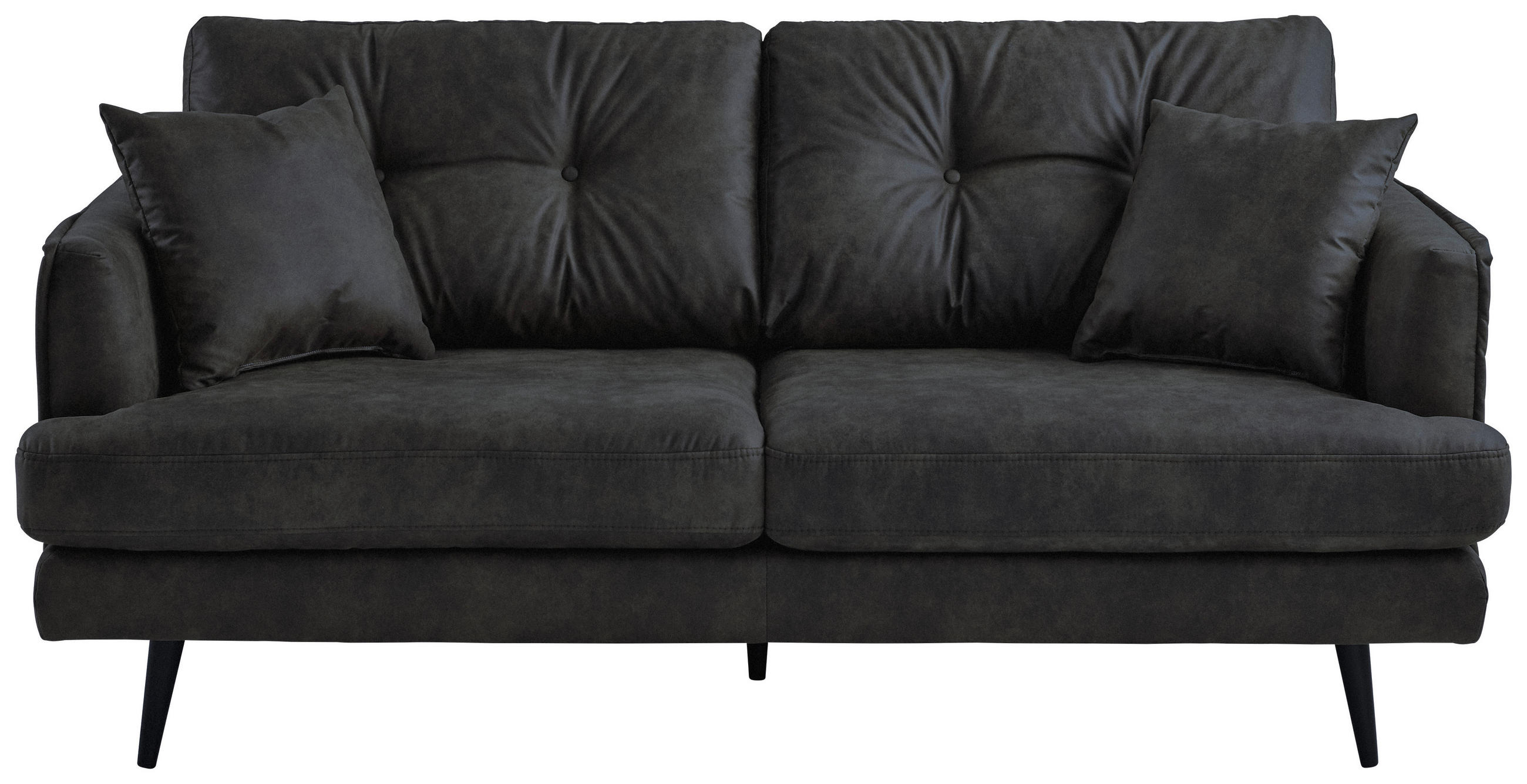 2-SITZER-SOFA Mikrofaser Anthrazit  - Anthrazit/Schwarz, Design, Holz/Textil (187/89/92cm) - Livetastic