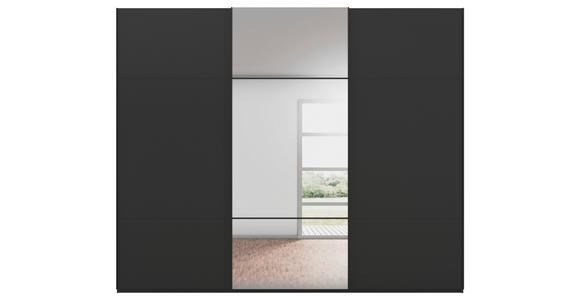 SCHWEBETÜRENSCHRANK 271/223/68 cm 3-türig Schwarz - Schwarz, KONVENTIONELL, Glas/Holzwerkstoff (271/223/68cm) - Novel