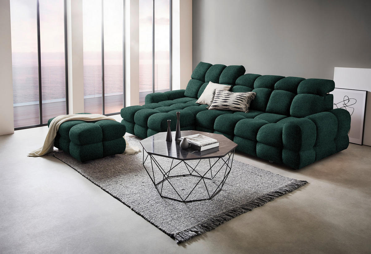 HÖRNSOFFA i velour mörkgrön  - svart/mörkgrön, Design, textil/plast (178/283cm) - Welnova