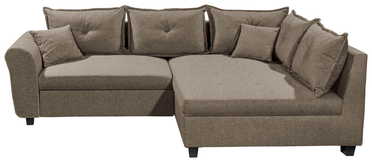 ECKSOFA in Webstoff Braun  - Schwarz/Braun, Modern, Kunststoff/Textil (252/175cm) - Livetastic