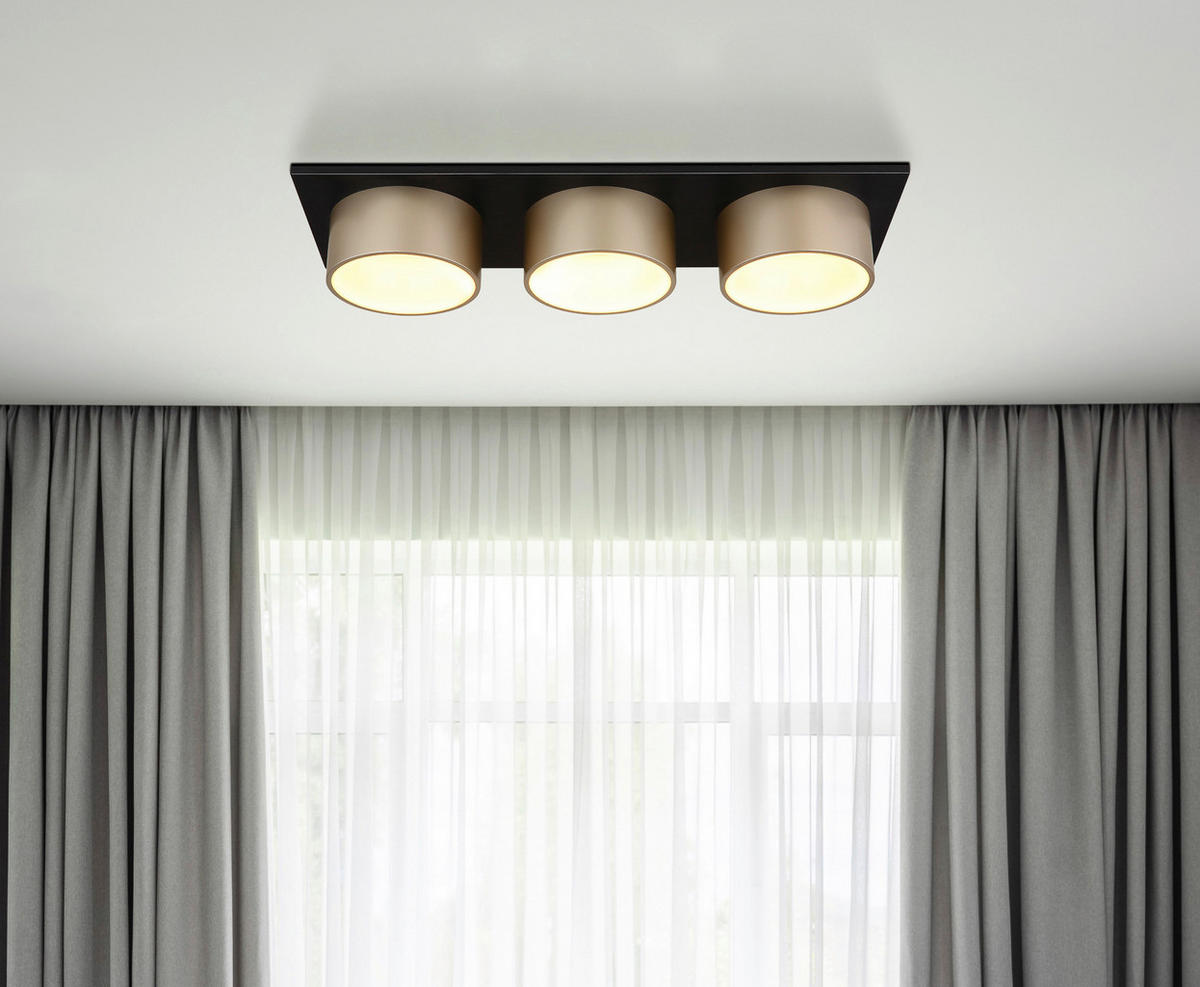 DECKENLEUCHTE 58/20/11 cm  - Champagner/Schwarz, Trend, Kunststoff/Metall (58/20/11cm) - Collet's Monde