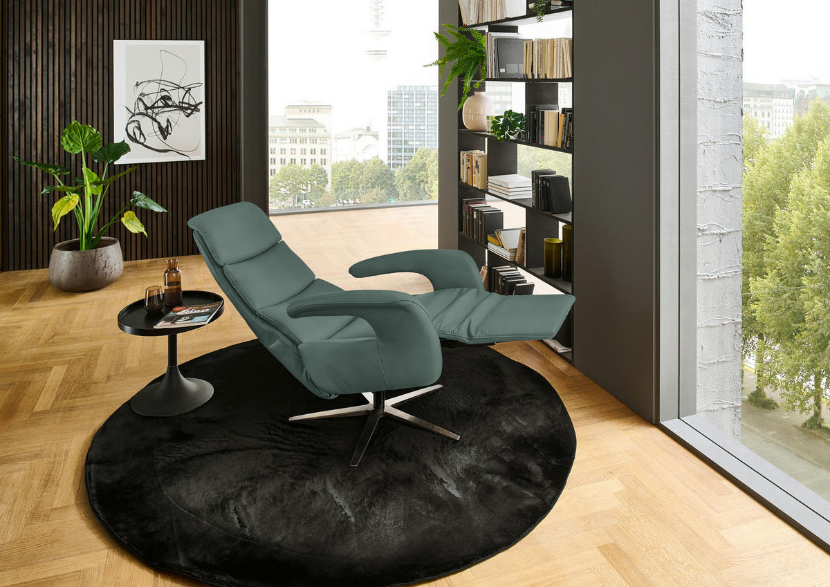 RELAXSESSEL in Leder Opal  - Edelstahlfarben/Opal, Design, Leder/Metall (76/119/86cm) - Dieter Knoll