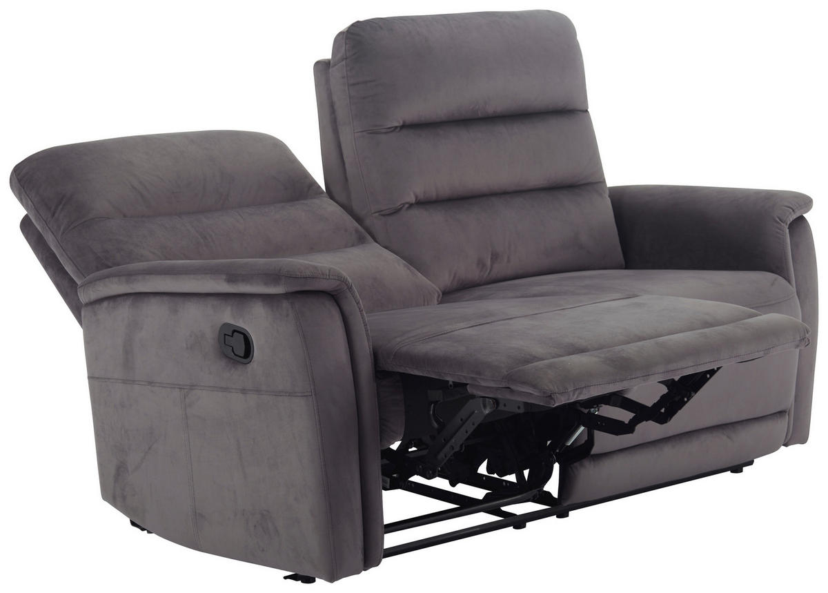 SITZGARNITUR Velours Grau  - Schwarz/Grau, KONVENTIONELL, Textil/Metall - P & B