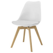 STUHL Lederlook Weiß, Eichefarben - Eichefarben/Weiß, Design, Holz/Kunststoff (48,5/83/54cm) - Ambia Home