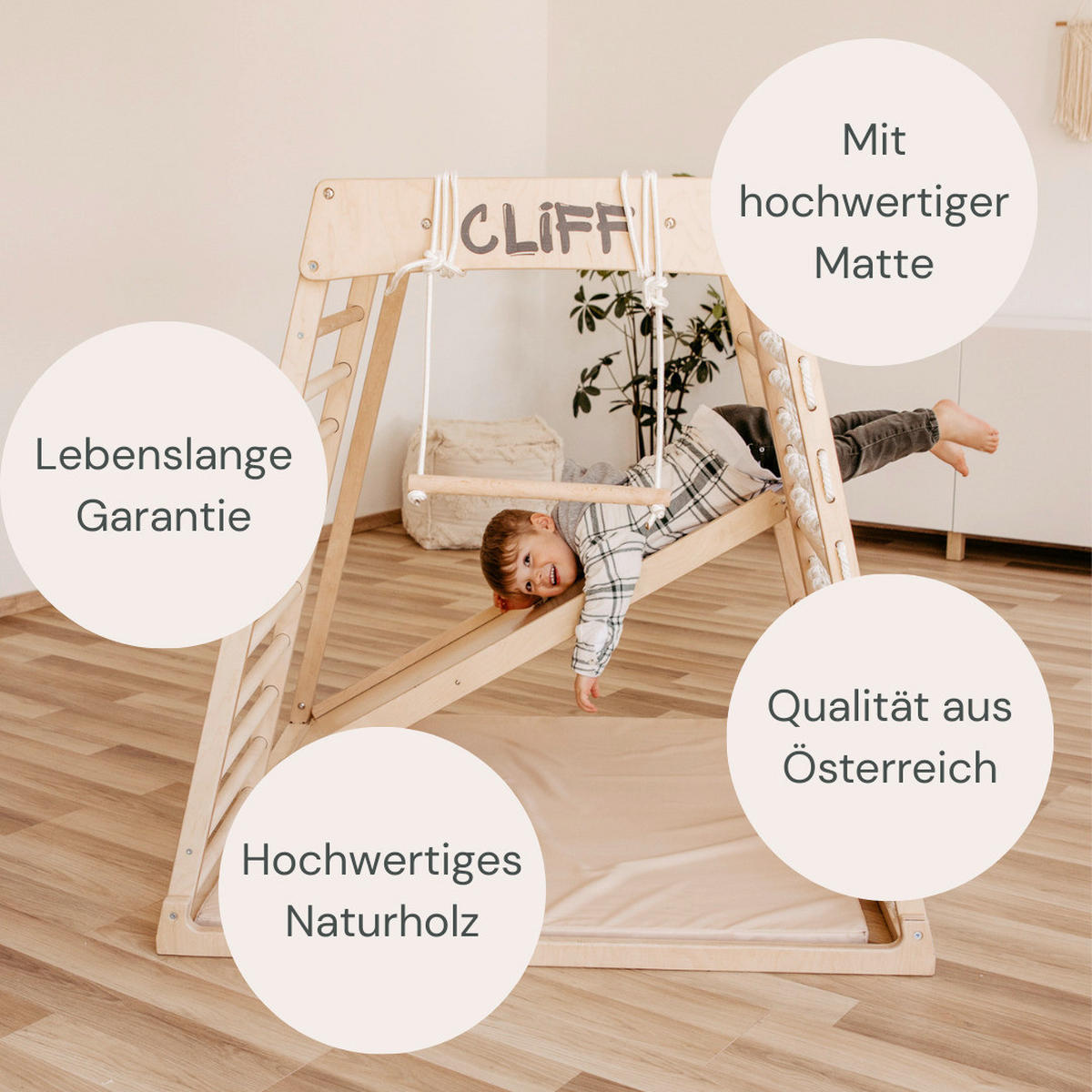 KLETTERGERÜST - Weiß, Basics, Holz (113/115/110cm) - CLIFF