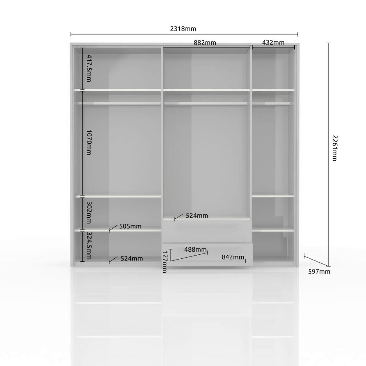 ORMAR SA KLASIČNIM VRATIMA bela, bela visoki sjaj  232/226/60 cm  - bela visoki sjaj/bela, Dizajnerski, pločasti materijal/plastika (232/226/60cm)