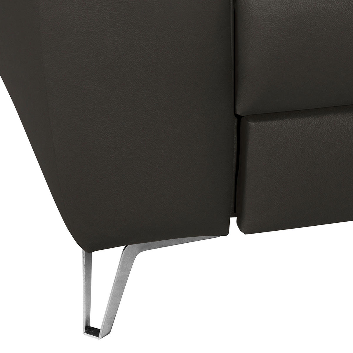 ECKSOFA in Lederlook Echtleder Dunkelbraun  - Chromfarben/Dunkelbraun, Design, Leder/Textil (241/168cm) - Livetastic