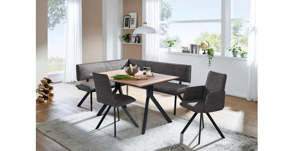 ECKBANK 140/180 cm in Grau, Schwarz - Schwarz/Grau, MODERN, Textil/Metall (140/180cm) - Cantus