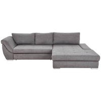 ECKSOFA in Flachgewebe Grau  - Silberfarben/Grau, Design, Textil/Metall (306/174cm) - MID.YOU