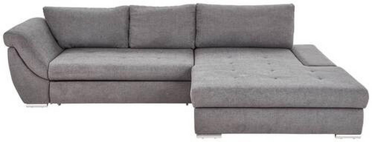 ECKSOFA in Flachgewebe Grau  - Silberfarben/Grau, Design, Textil/Metall (306/174cm) - MID.YOU