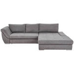 ECKSOFA in Flachgewebe Grau  - Silberfarben/Grau, Design, Textil/Metall (306/174cm) - Carryhome