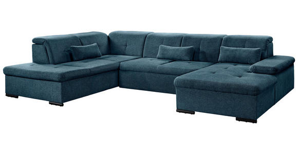 WOHNLANDSCHAFT  in Chenille Dunkelblau  - Dunkelblau/Grau, KONVENTIONELL, Kunststoff/Textil (188/340/240cm) - Carryhome