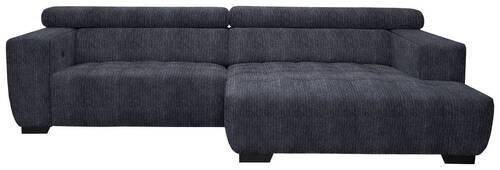 ECKSOFA in Webstoff Dunkelgrau  - Dunkelgrau/Schwarz, Konventionell, Textil/Metall (279/182cm) - Hom`in