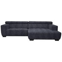 ECKSOFA in Webstoff Dunkelgrau  - Dunkelgrau/Schwarz, Konventionell, Textil/Metall (279/182cm) - Hom`in