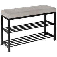 SITZBANK  in 80/51/31 cm  - Hellgrau/Schwarz, Basics, Kunststoff/Textil (80/51/31cm) - Ambia Home