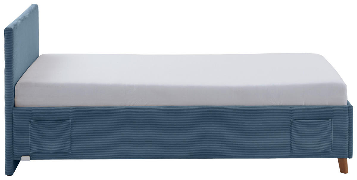 POLSTERBETT 90/200 cm  in Blau  - Blau/Eichefarben, Konventionell, Holz/Textil (90/200cm) - Stylife