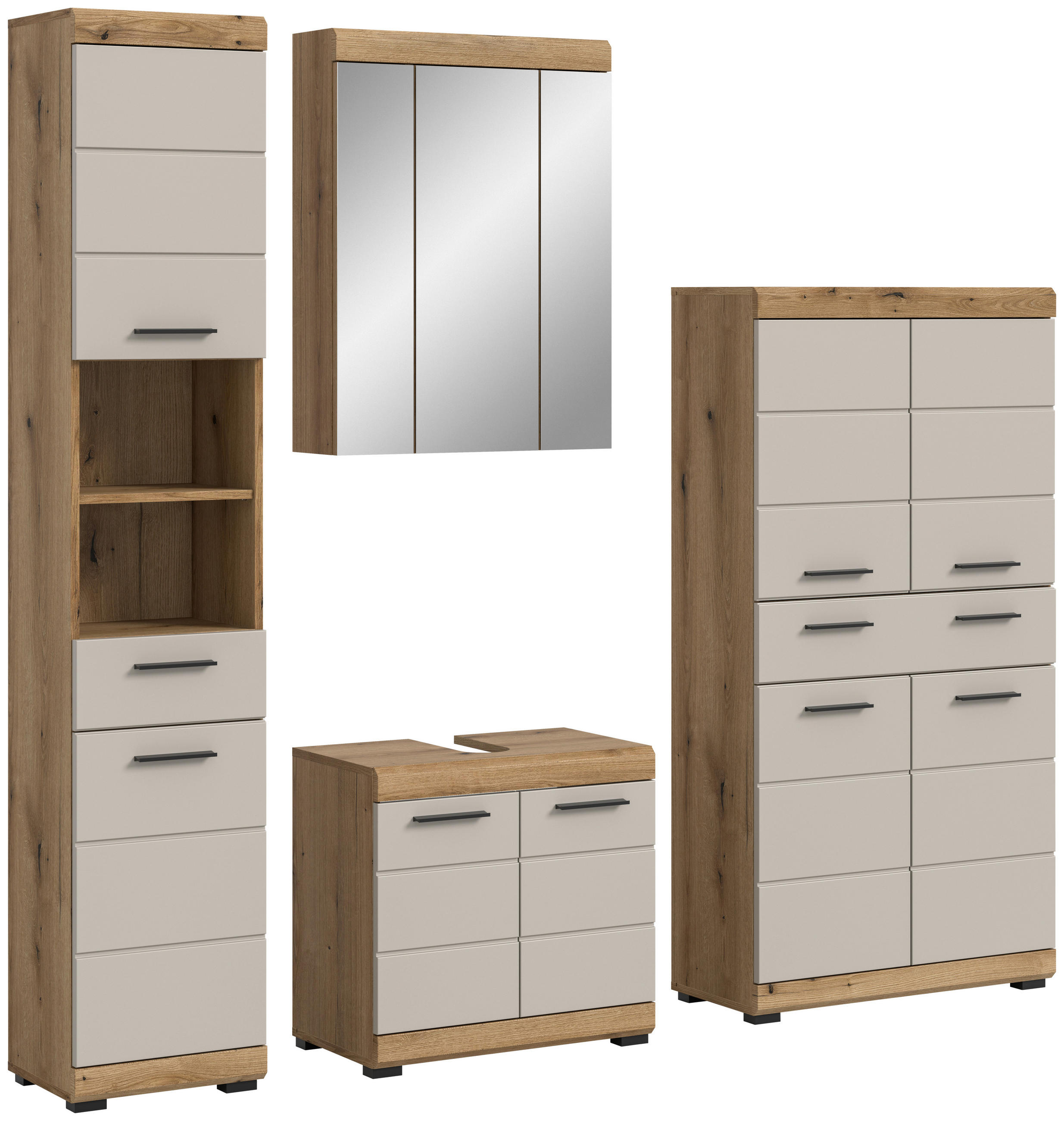 BADEZIMMER 4-teilig  in 171 cm  - Kaschmir/Schwarz, MODERN, Holzwerkstoff/Kunststoff (171cm) - MID.YOU