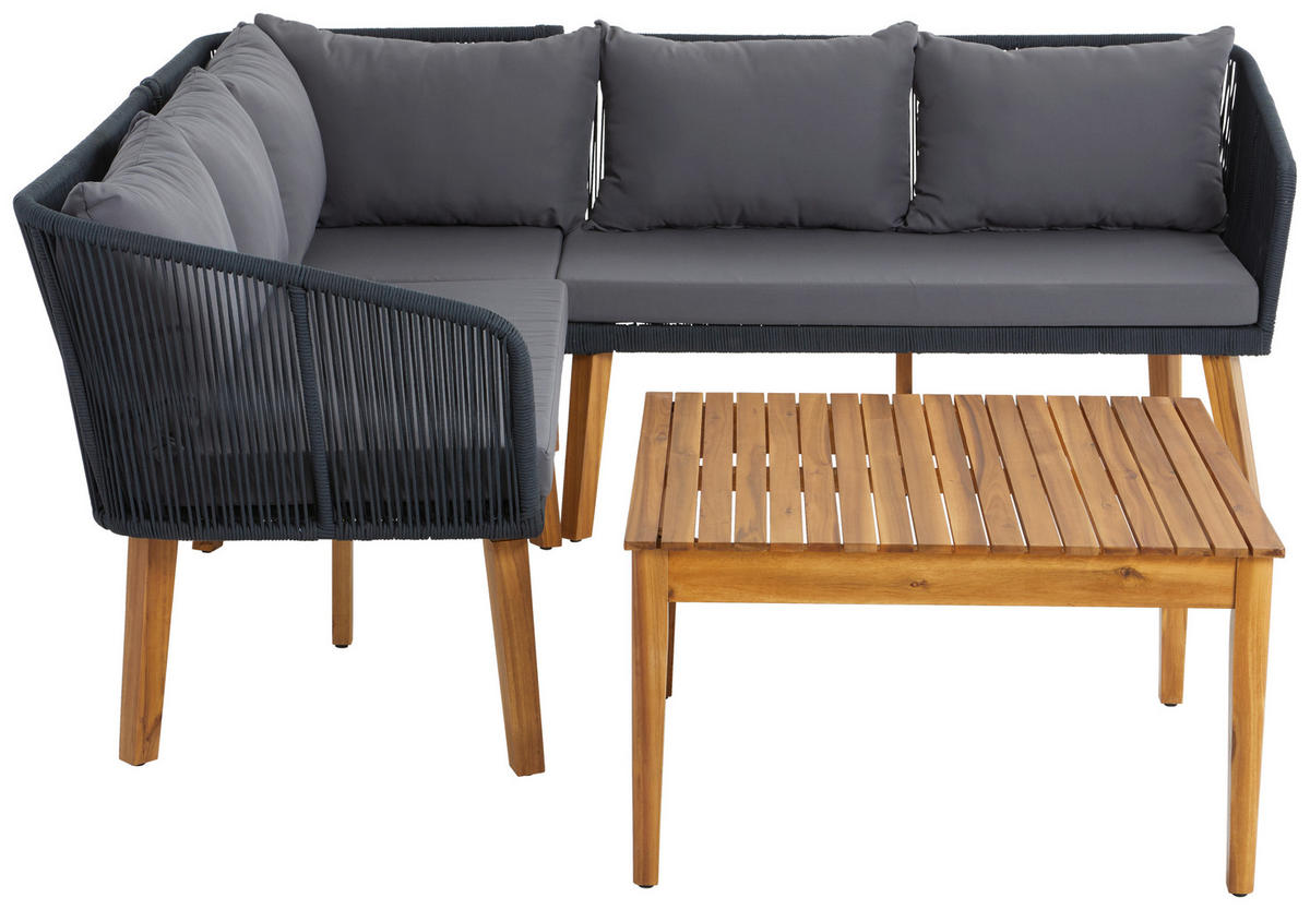 TERASOVÁ SEDACIA SÚPRAVA drevo, kov, textil - farba akácie/antracitová, Modern, kov/drevo (199/199cm) - Ambia Garden