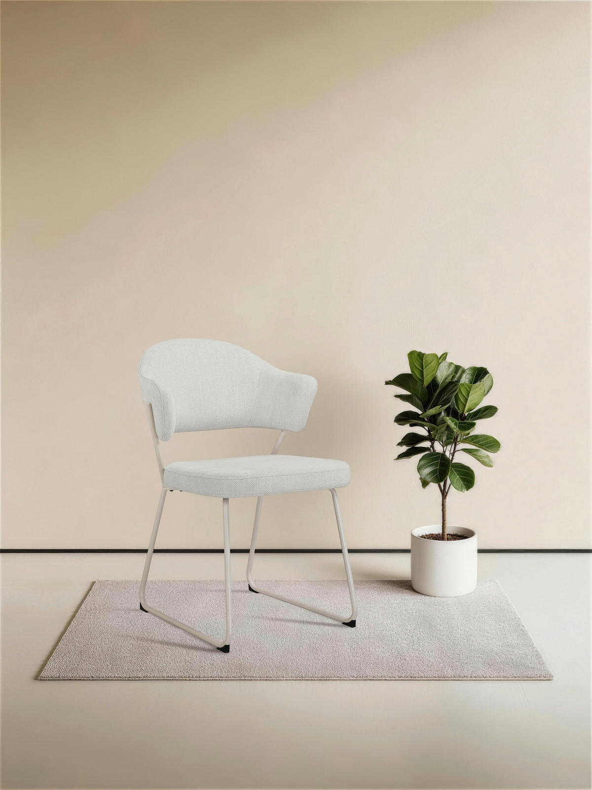 STUHL - Creme, Design, Textil/Metall (57/82/62cm) - Novel