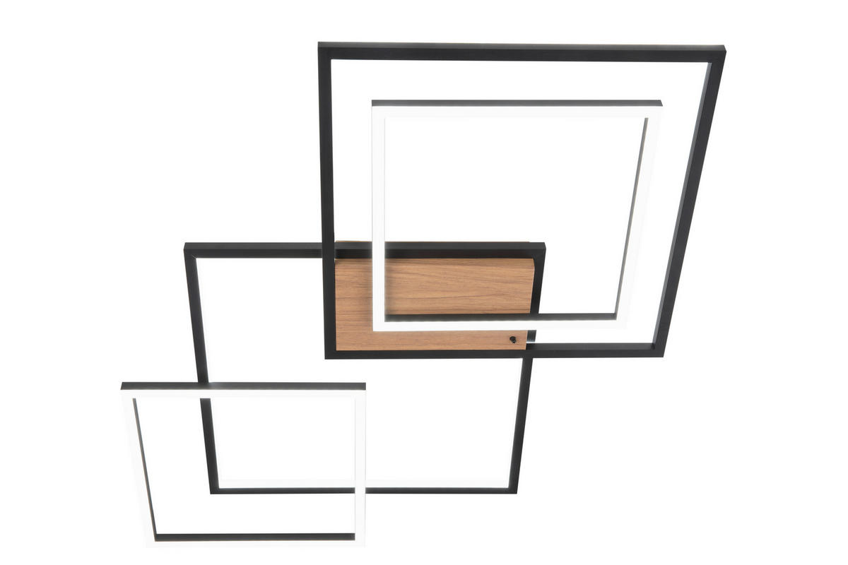 LED-DECKENLEUCHTE 67/58/6 cm    - Walnussfarben/Schwarz, Design, Kunststoff/Metall (67/58/6cm) - Novel
