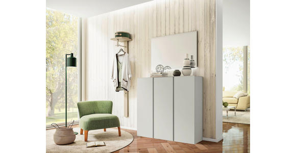 SCHUHSCHRANK Gardasee  in 120/110/33 cm  - Weiß, Design, Glas/Holzwerkstoff (120/110/33cm) - Moderano