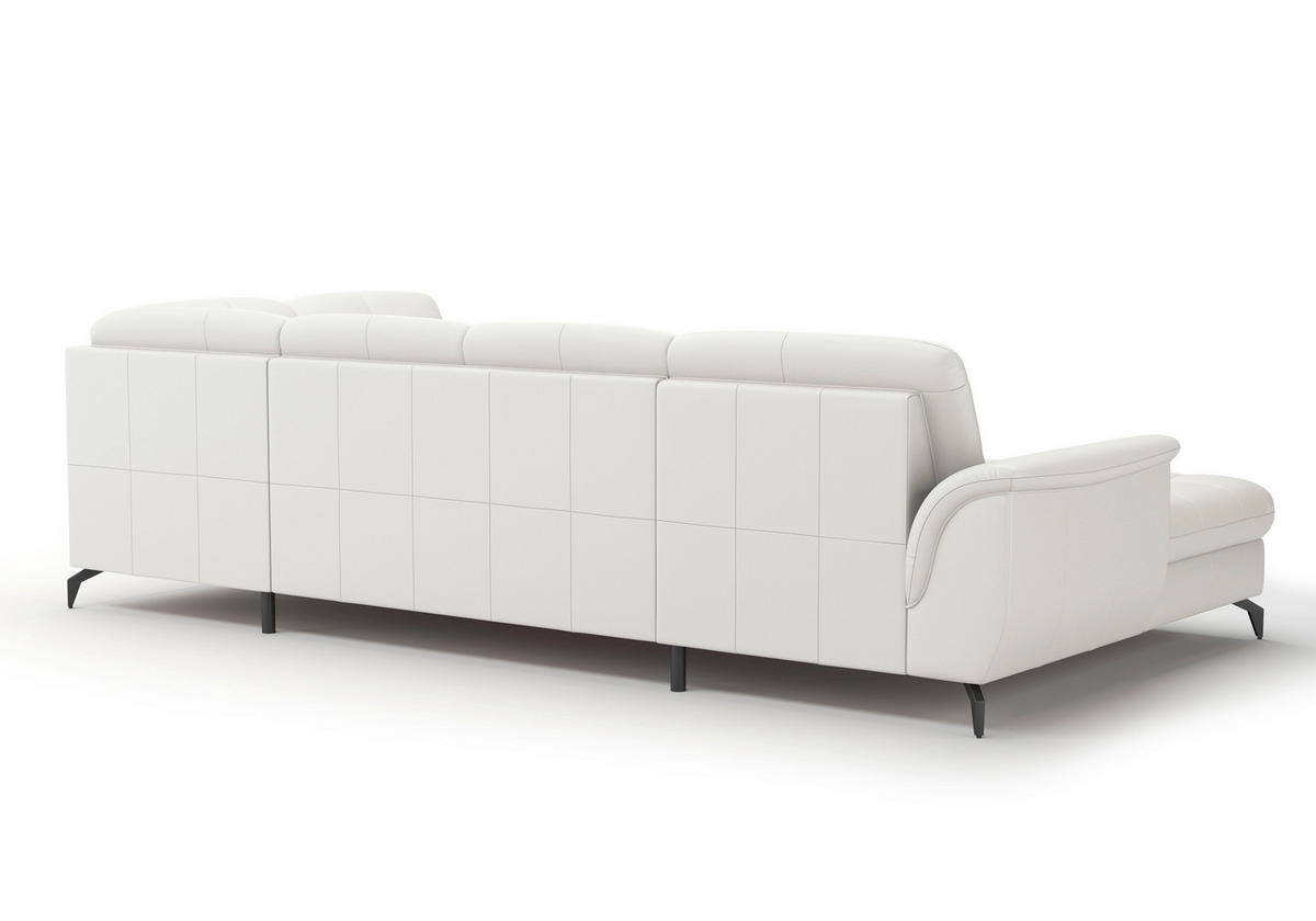 WOHNLANDSCHAFT Weiß Echtleder  - Schwarz/Weiß, MODERN, Leder/Metall (164/319/212cm) - Sit & More
